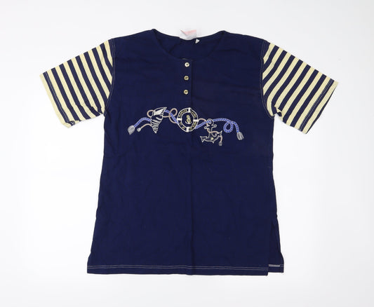 raxsta Womens Blue Striped  Basic T-Shirt Size S