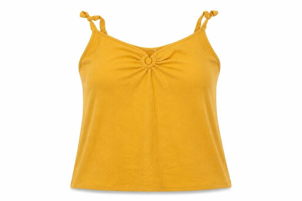 Front view of Matalan women’s yellow camisole tank, size UK 18