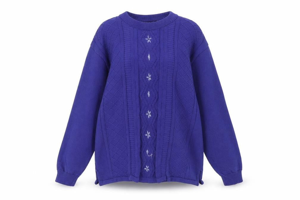 Front view of Reflect women’s blue knit jumper, size L