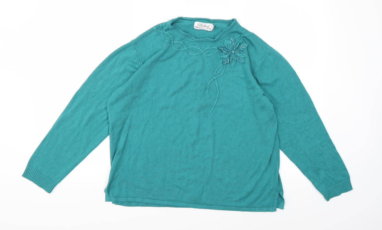 Reflect Womens Green  Knit Pullover Jumper Size L