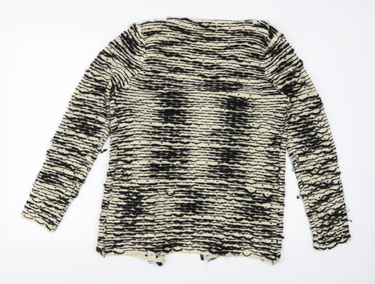 Boohoo Womens Beige Striped Knit Cardigan Jumper Size S
