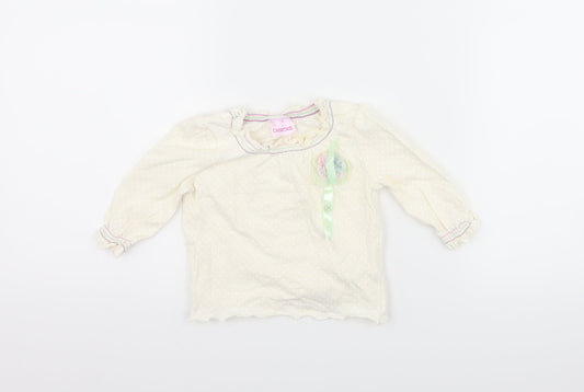 Cherokee Girls Ivory Polka Dot  Basic T-Shirt Size 3-6 Months