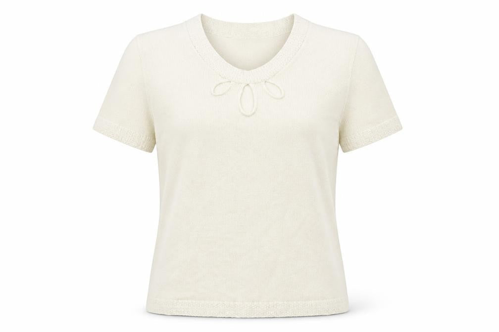 Front view of prauna women’s white basic t-shirt, size M