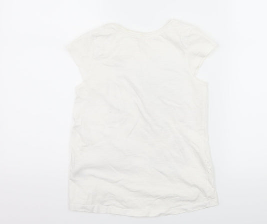 Nutmeg Girls White   Basic T-Shirt Size 6-7 Years  - slogan