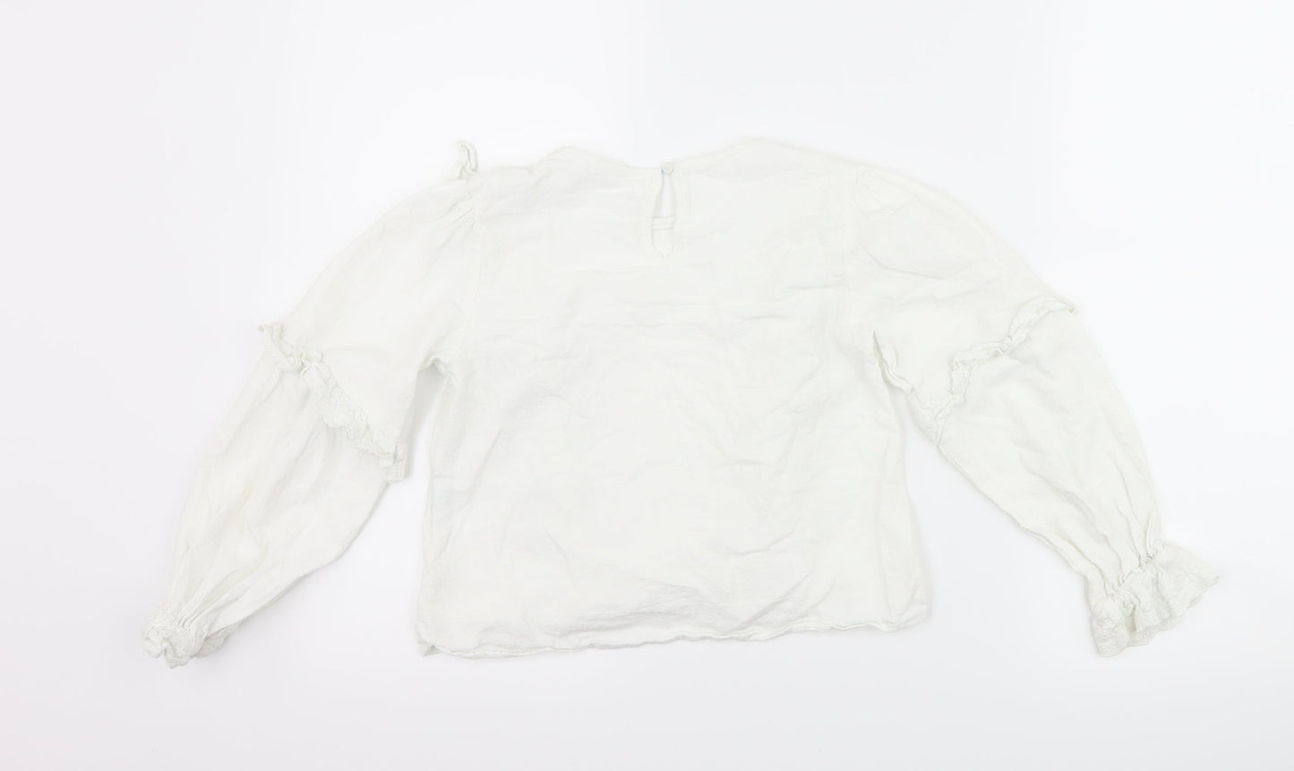 SheIn Girls White   Basic Blouse Size 7-8 Years