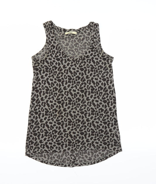 Oasis Womens Grey Animal Print  Basic Tank Size XS