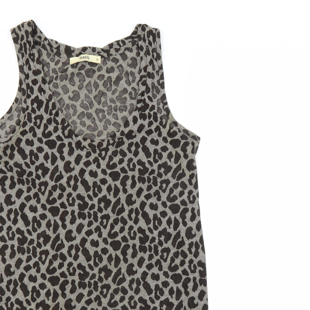 Oasis Womens Grey Animal Print  Basic Tank Size XS