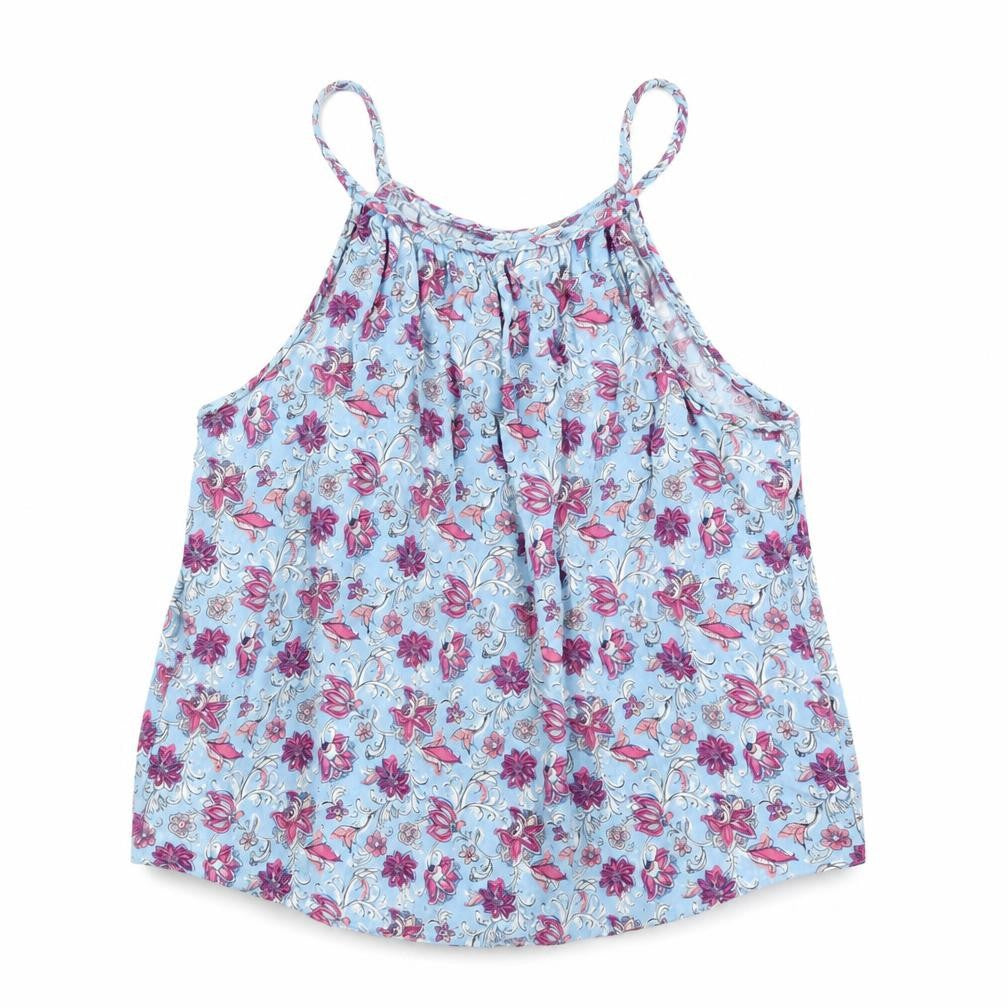 Front view of Gap women’s blue floral camisole blouse, size M