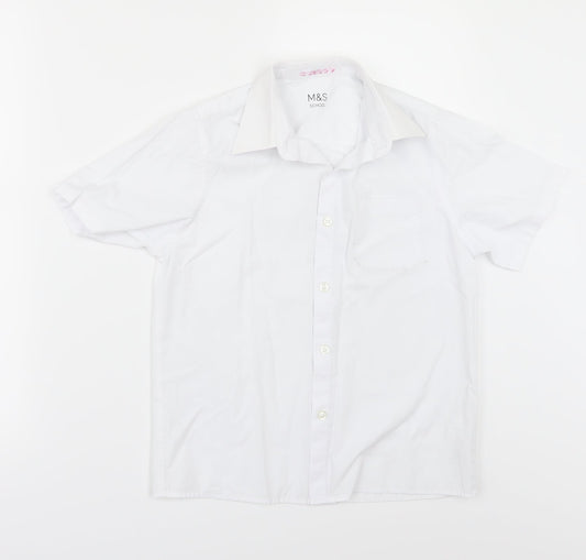 Marks and Spencer Girls White   Basic Button-Up Size 9-10 Years
