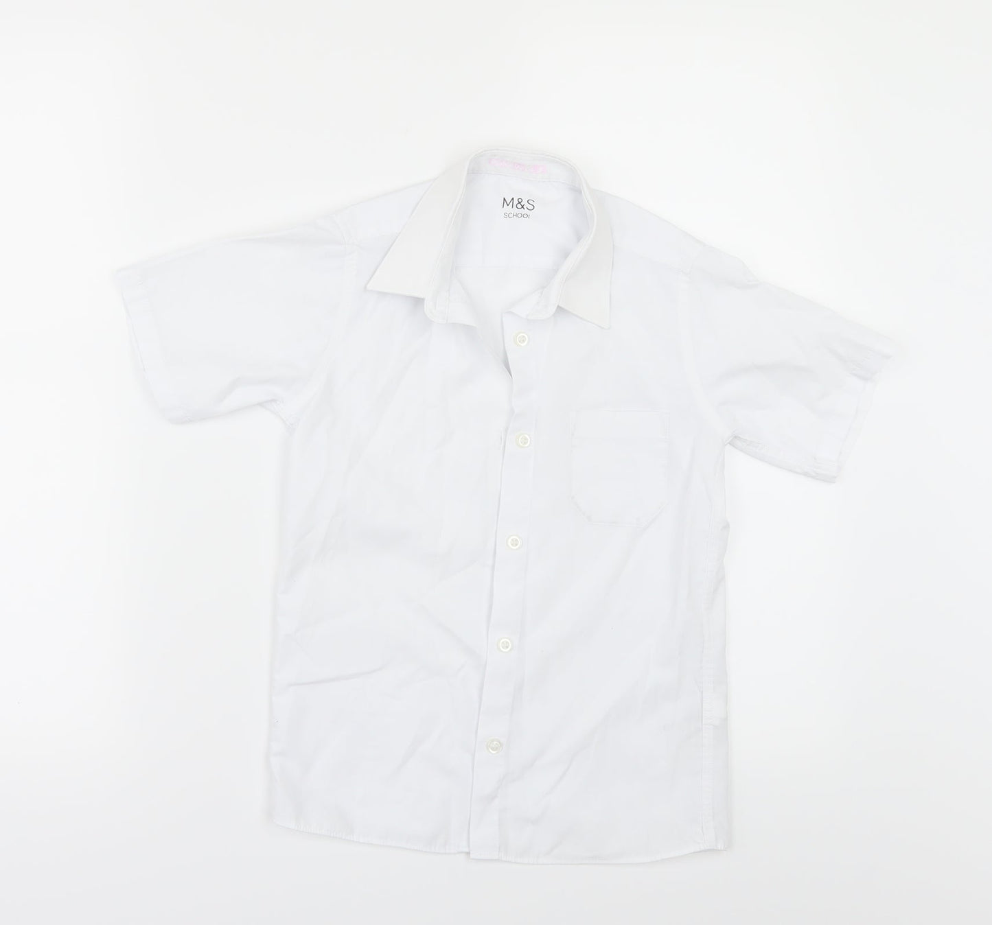 Marks and Spencer Girls White   Basic Button-Up Size 8-9 Years  - SCHOOL