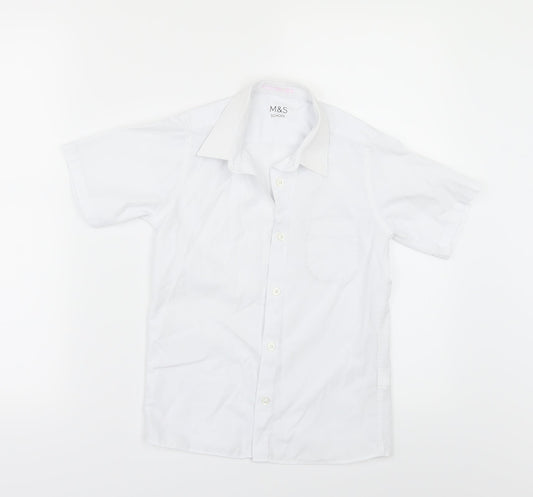 Marks and Spencer Girls White   Basic Button-Up Size 8-9 Years  - SCHOOL