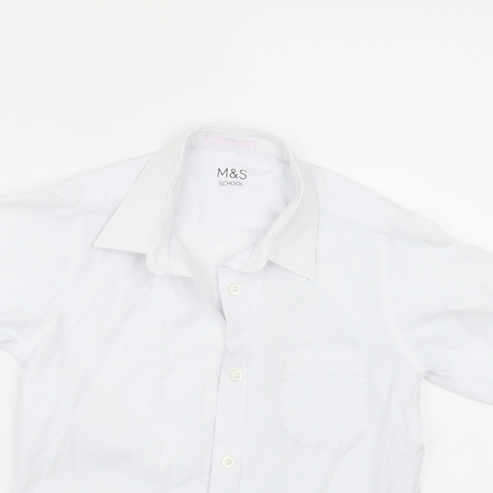 Marks and Spencer Girls White   Basic Button-Up Size 8-9 Years  - SCHOOL