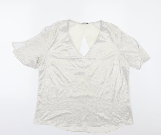 NEXT Womens Ivory   Tunic Blouse Size 14  - slit on sleeves
