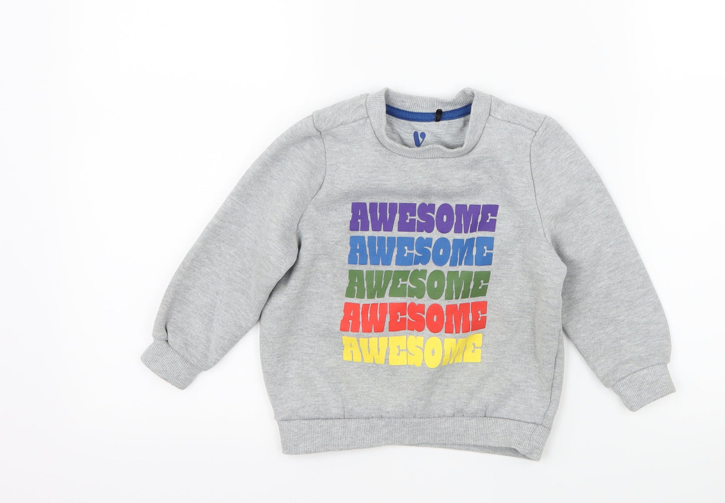 Very Boys Grey Geometric Jersey Pullover Sweatshirt Size 2-3 Years  - Awesome