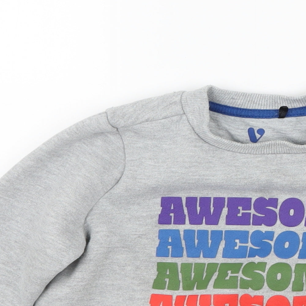 Very Boys Grey Geometric Jersey Pullover Sweatshirt Size 2-3 Years  - Awesome