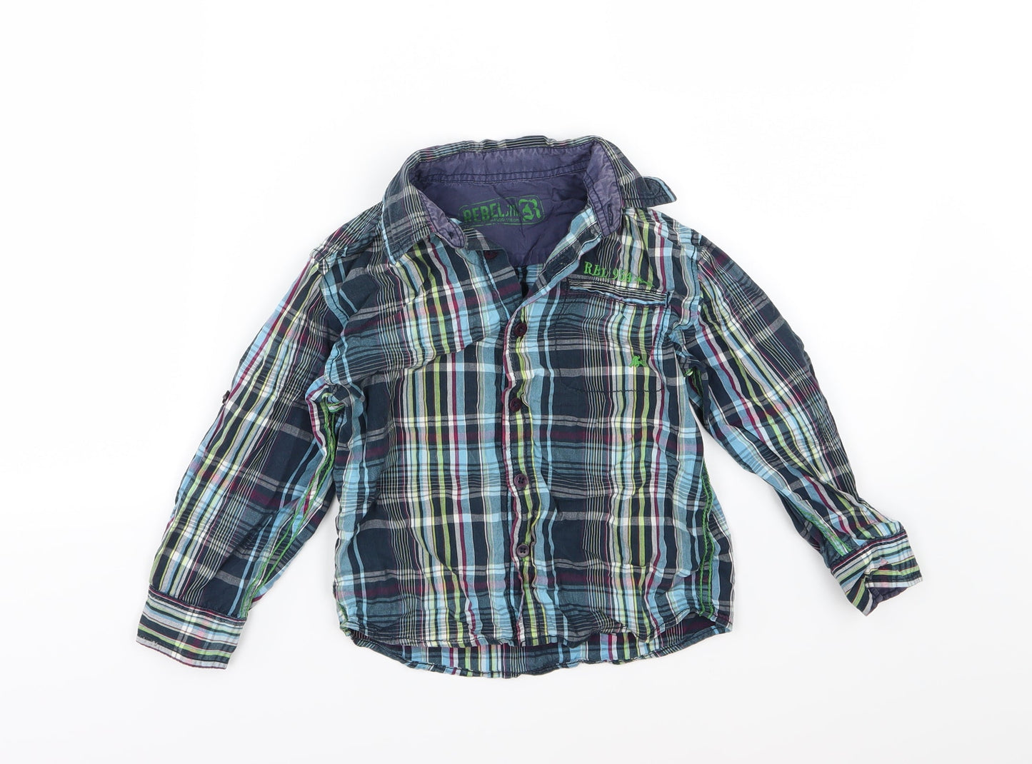 Primark Boys Blue Striped Woven Basic Button-Up Size 6 Years