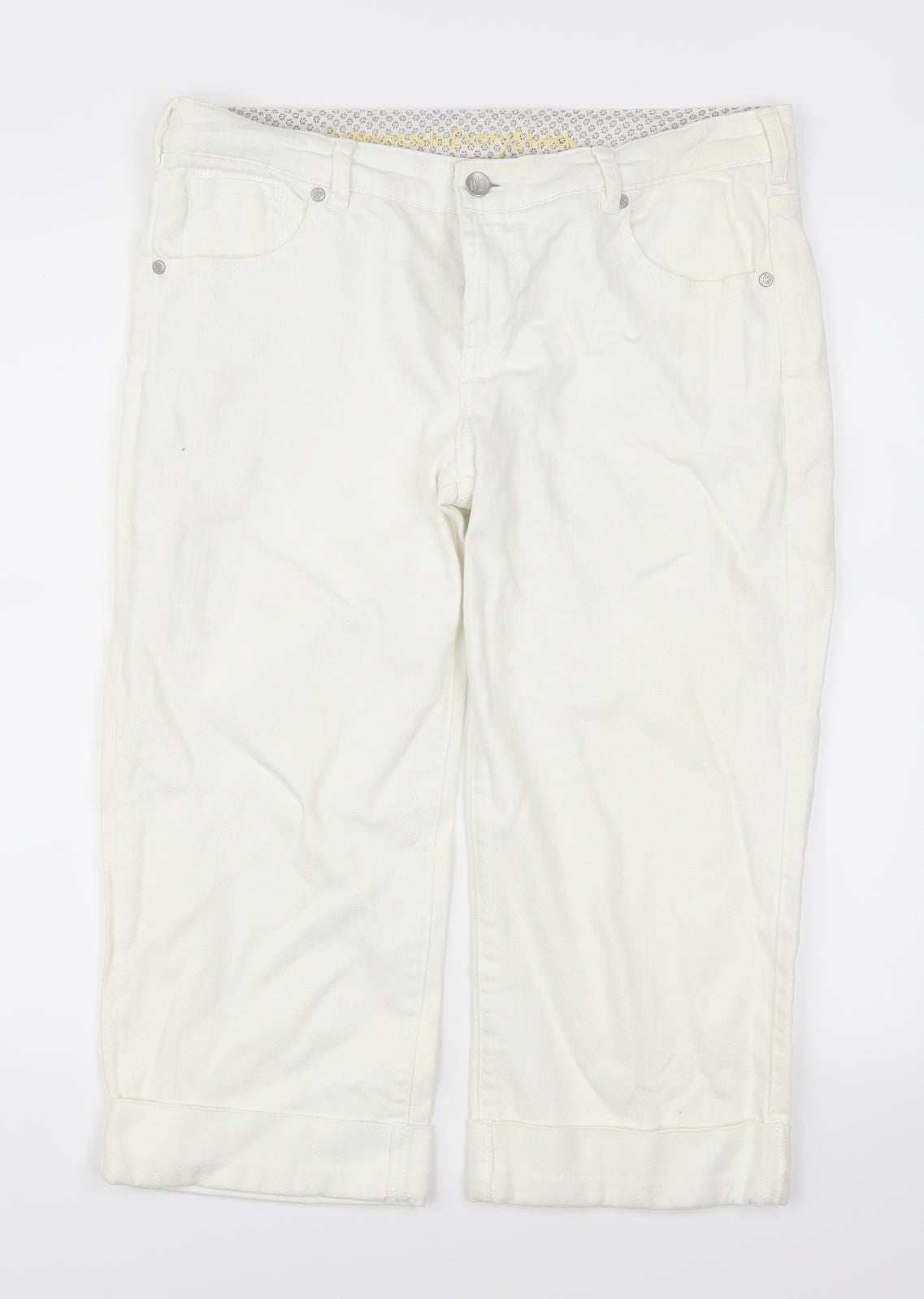 Preworn Womens White  Denim Cropped Jeans Size 32 in L20 in