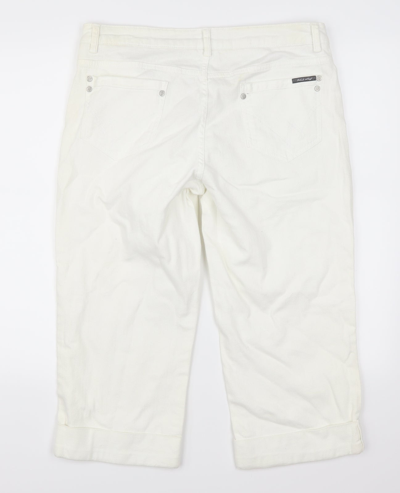 Preworn Womens White  Denim Cropped Jeans Size 32 in L20 in
