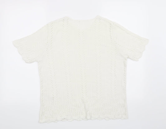 Marks and Spencer Womens White   Pullover Jumper Size 16