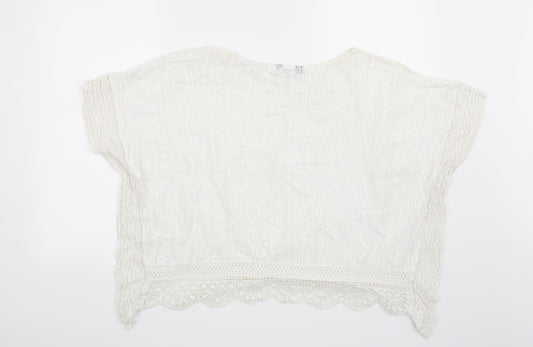 New Look Womens White Floral  Basic Blouse Size M