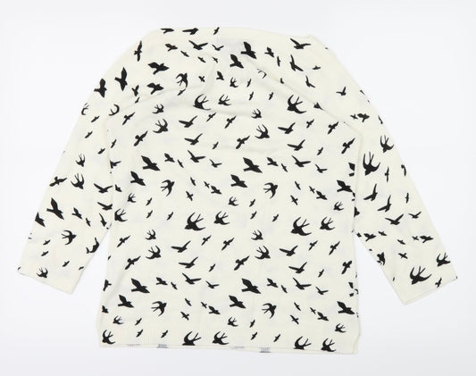 Papaya Womens White Animal Print  Pullover Jumper Size 10
