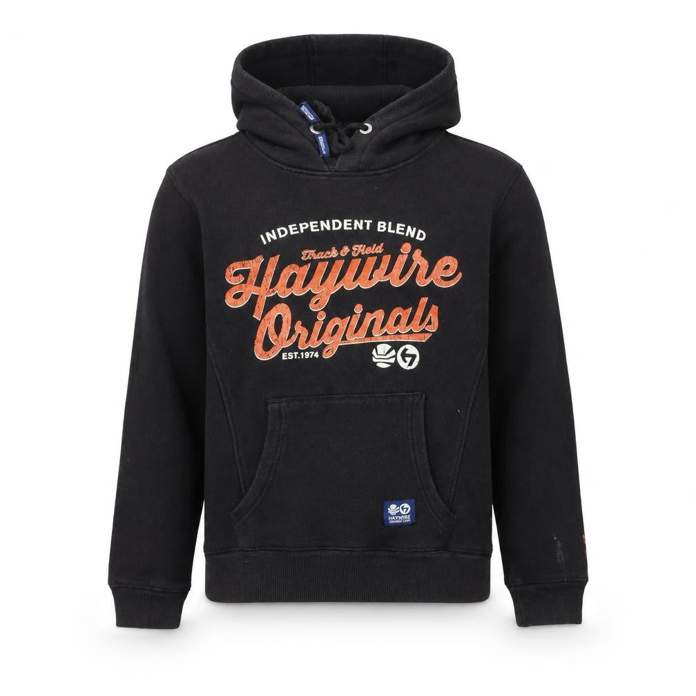 Front view of Haywire boys’ black pullover hoodie, size S