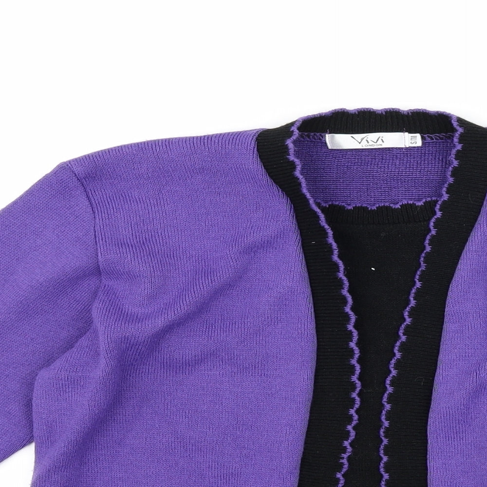 vivi Womens Purple   Basic T-Shirt Size S  - Cardigan and top all in one