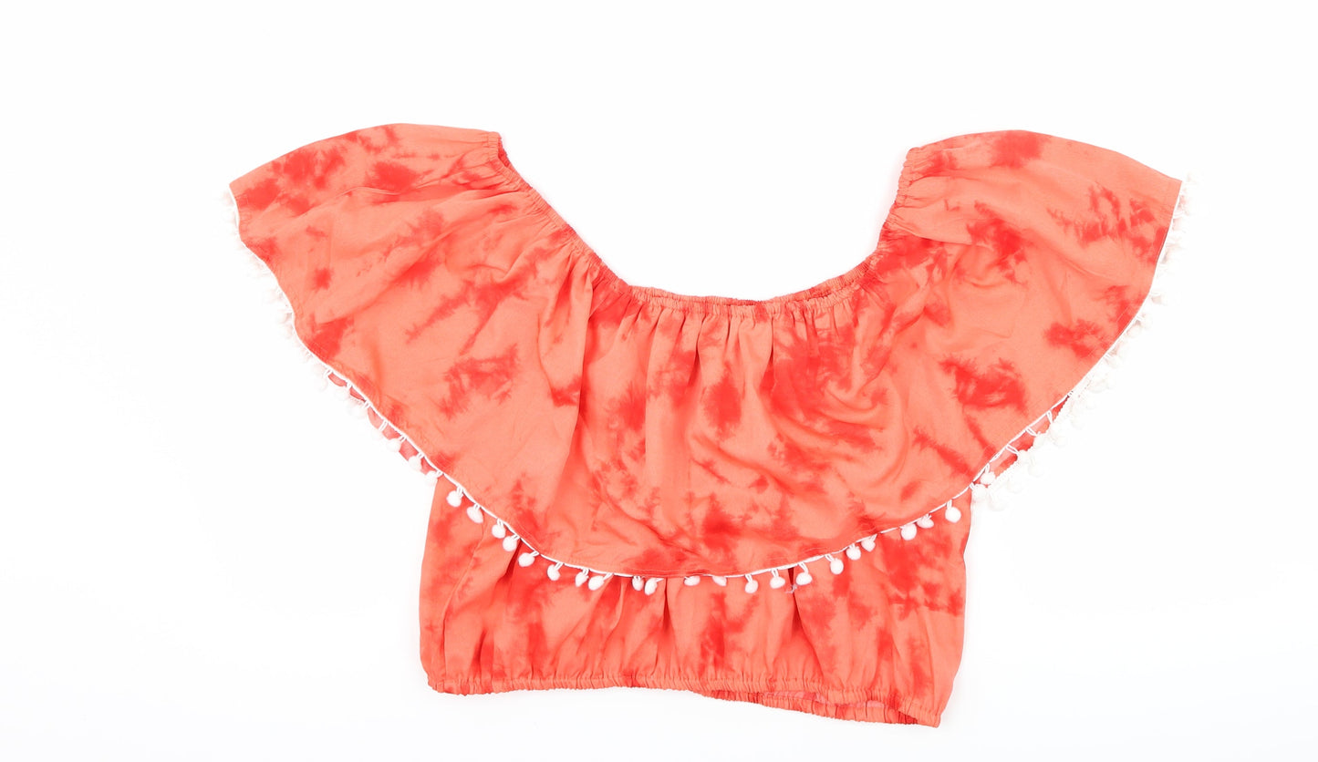 Boohoo Womens Red   Cropped T-Shirt Size 14