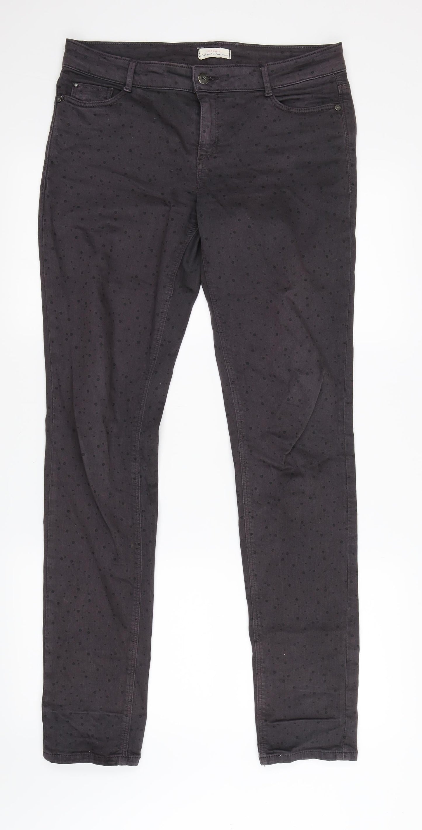Spirit Womens Purple Polka Dot  Skinny Jeans Size 32 in L31 in