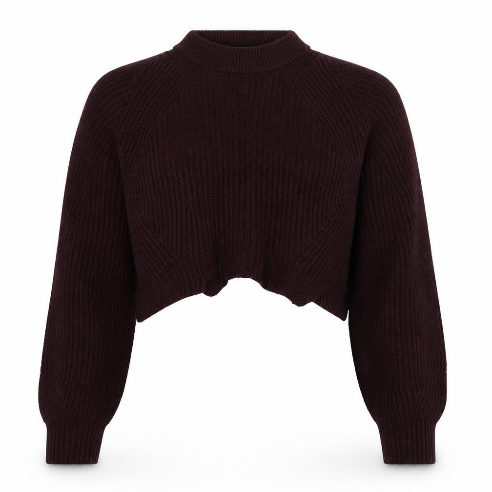 Front view of Topshop women’s red full zip jumper, size UK 10
