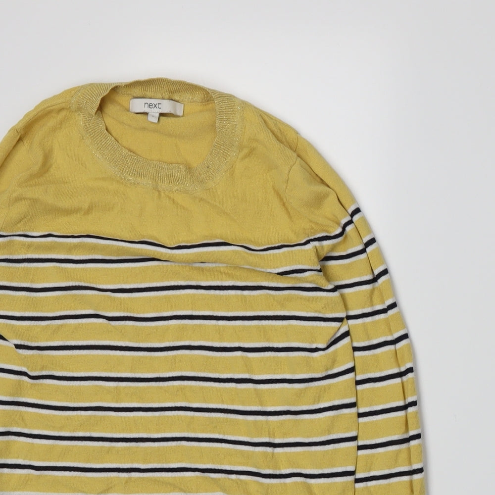 NEXT Womens Yellow Striped Knit Pullover Jumper Size 8