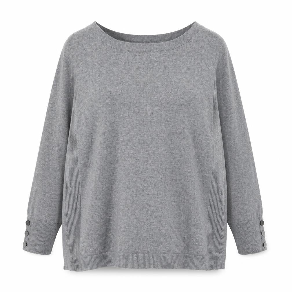 Front view of Papaya women’s grey knit jumper, size UK 20
