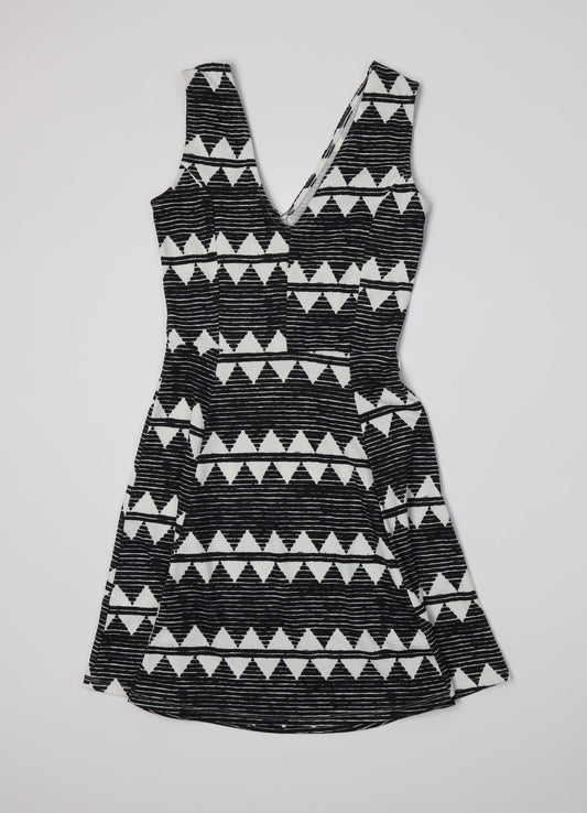 H&M` Womens Black Striped  A-Line  Size XS