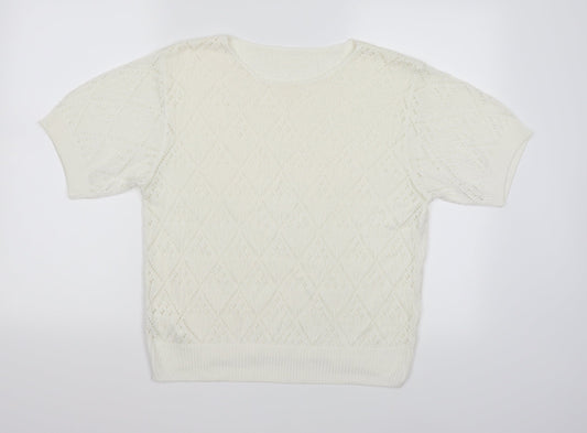St michael Womens White  Knit Pullover Jumper Size 12