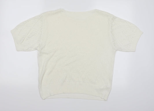 St michael Womens White  Knit Pullover Jumper Size 12