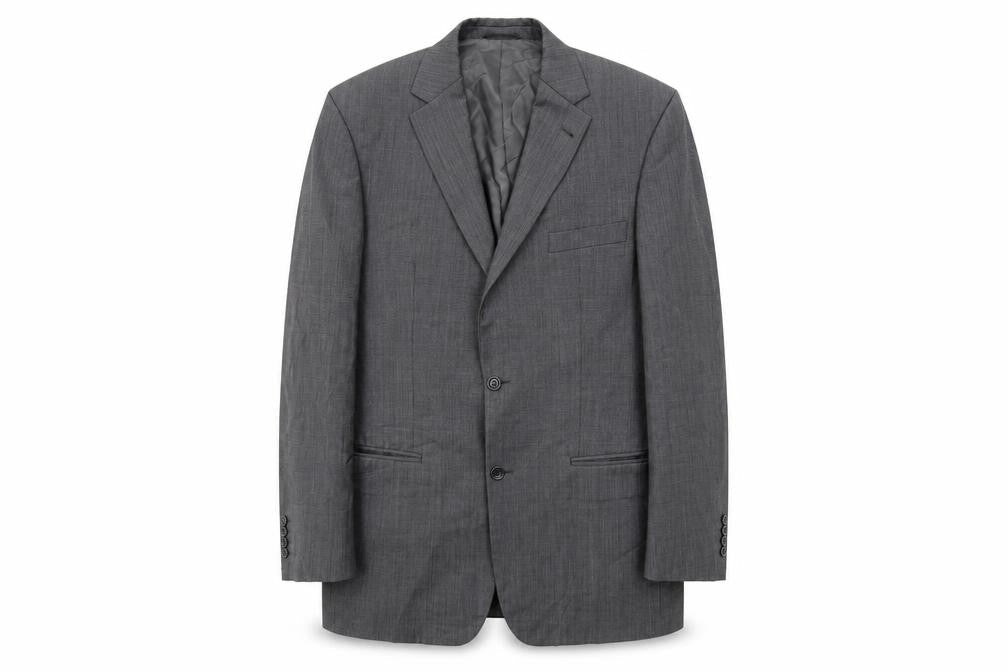 Front view of BARUTTI men’s grey rayon jacket suit jacket, size 42