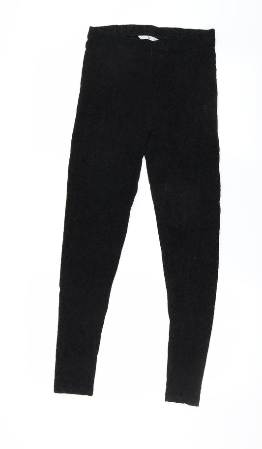 Sainsburys Womens Black Floral  Trousers  Size 10 L29 in