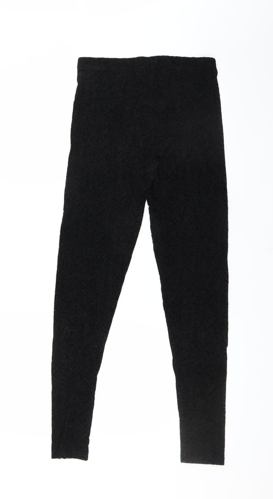 Sainsburys Womens Black Floral  Trousers  Size 10 L29 in