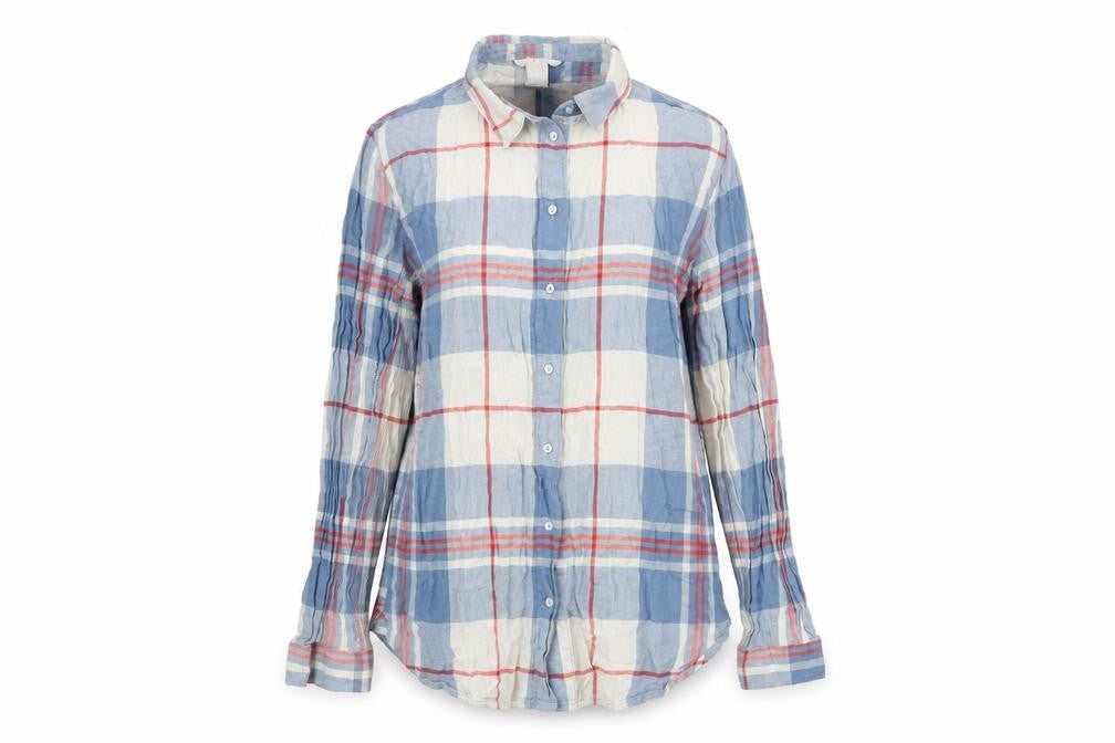 H&M Womens Blue Check  Basic Button-Up Size 8