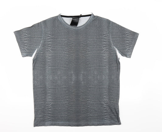 Preworn Womens Grey Animal Print  Basic T-Shirt Size L