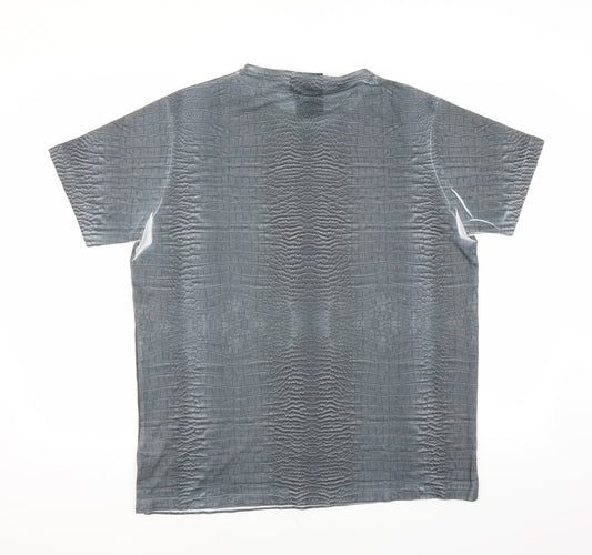 Preworn Womens Grey Animal Print  Basic T-Shirt Size L