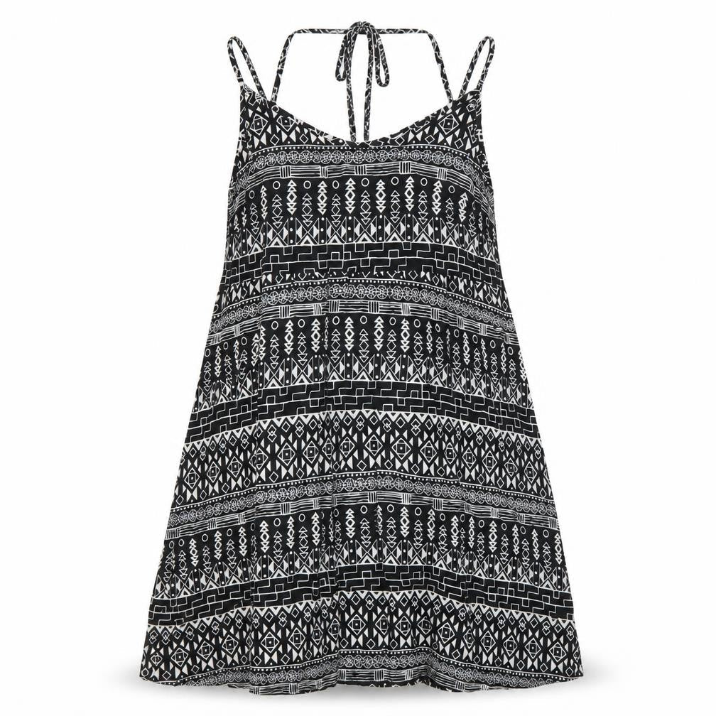 Front view of Divided by H&M women’s black geometric trapeze & swing, size UK 10