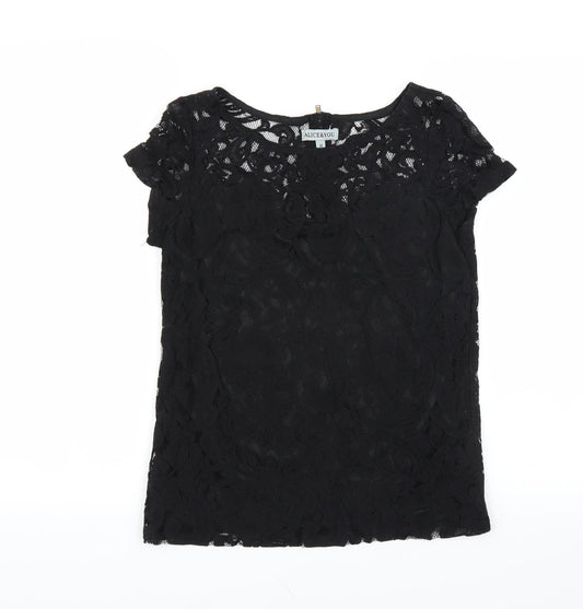 Alice & You Womens Black Floral  Basic Blouse Size 10