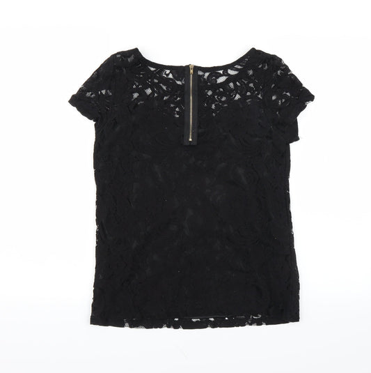 Alice & You Womens Black Floral  Basic Blouse Size 10