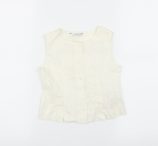 Marks and Spencer Girls Ivory   Basic Blouse Size 6 Years