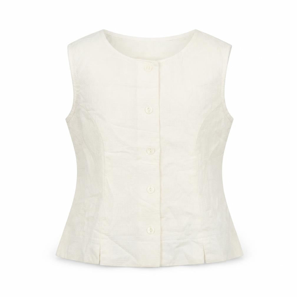 Front view of Marks & Spencer girls’ ivory basic blouse, size 6, years