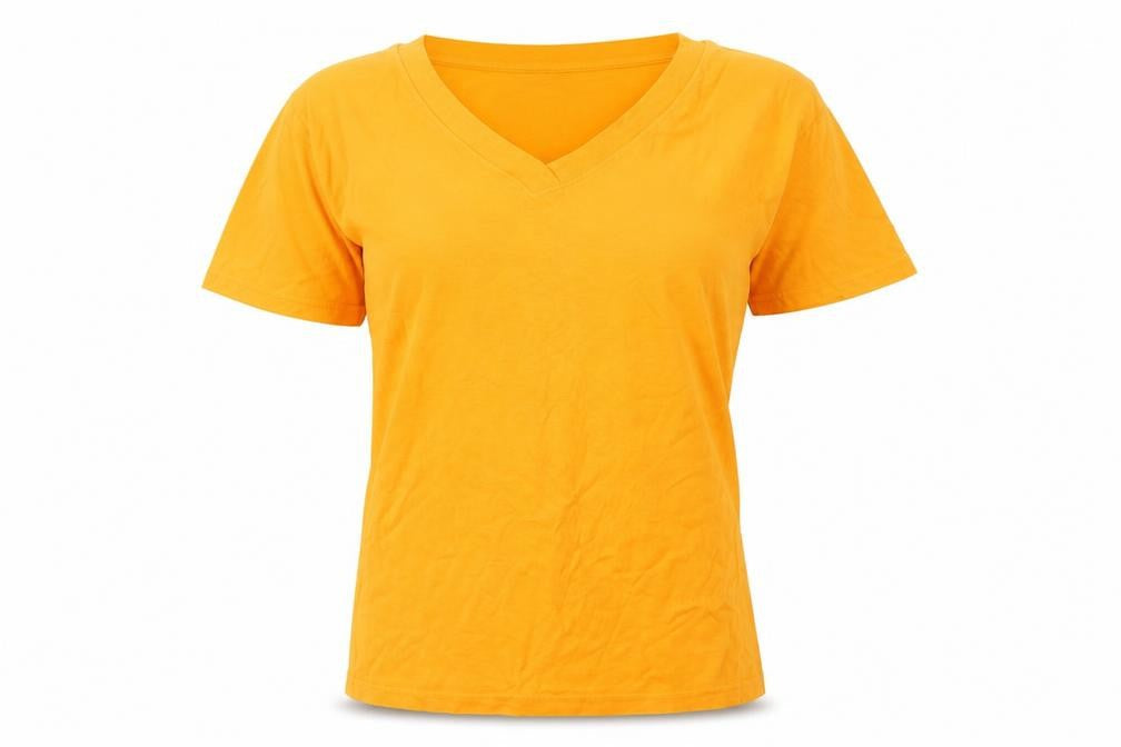 Front view of express tricot women’s orange basic t-shirt, size S
