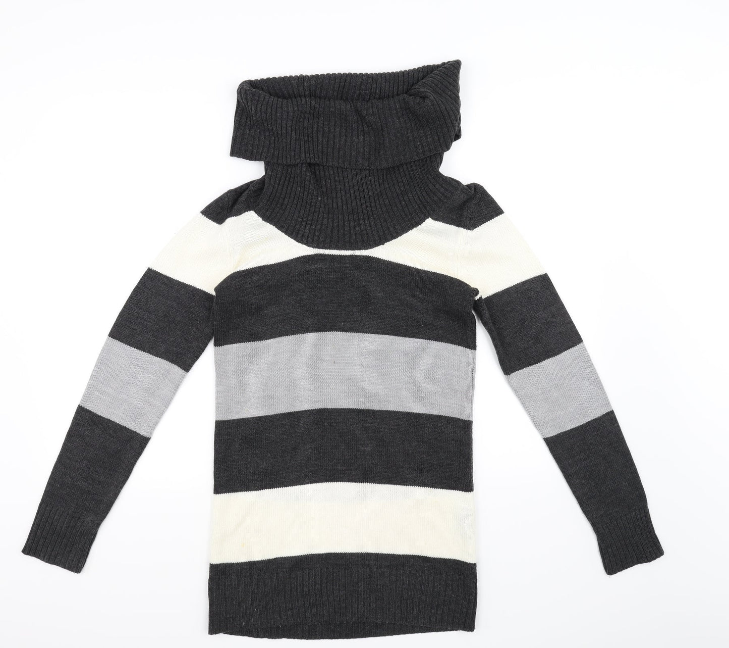H&M Womens Black Striped  Pullover Jumper Size 6