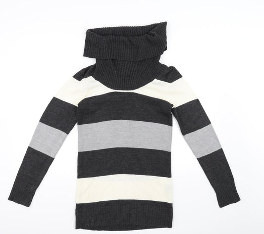 H&M Womens Black Striped  Pullover Jumper Size 6