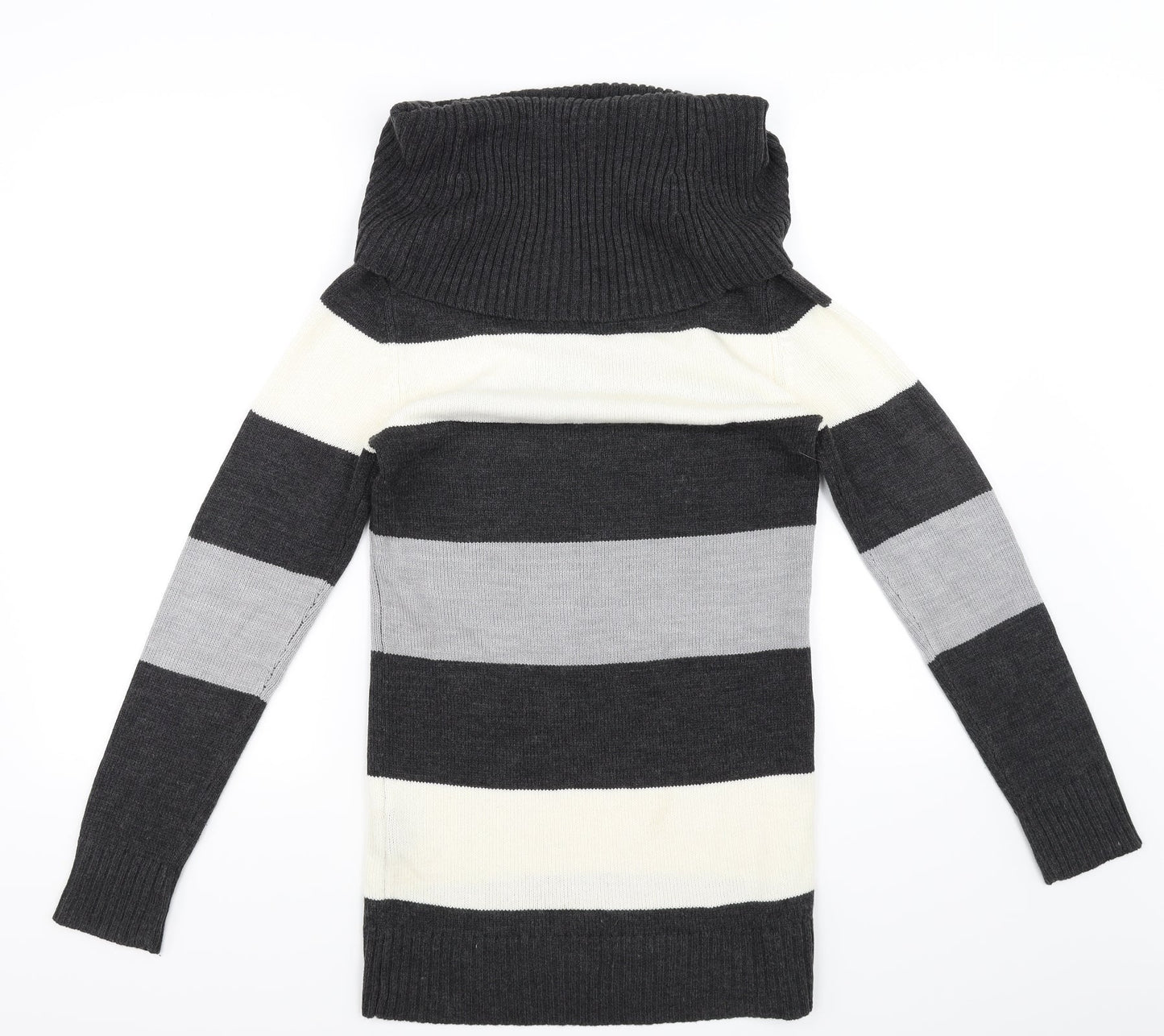 H&M Womens Black Striped  Pullover Jumper Size 6